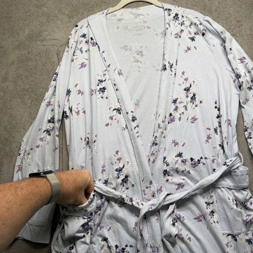 J‎ Jill Sleep Women's Floral Print Robe & Tank Lounge Set Medium Lavender
